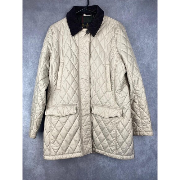 Barbour Wine Quilted Winter Tartan Coat Size 10 - Picture 1 of 16